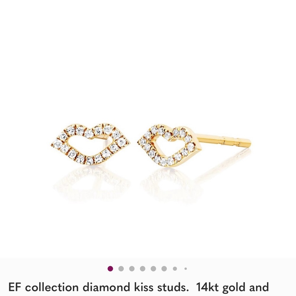 EF Collection Diamond Kiss Stud Earrings in Gold